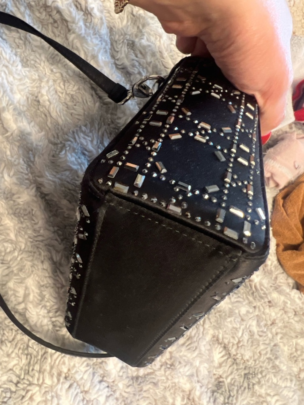 Mini Lady Dior Bag Black Strass Cannage Satin - Picture 2 of 11